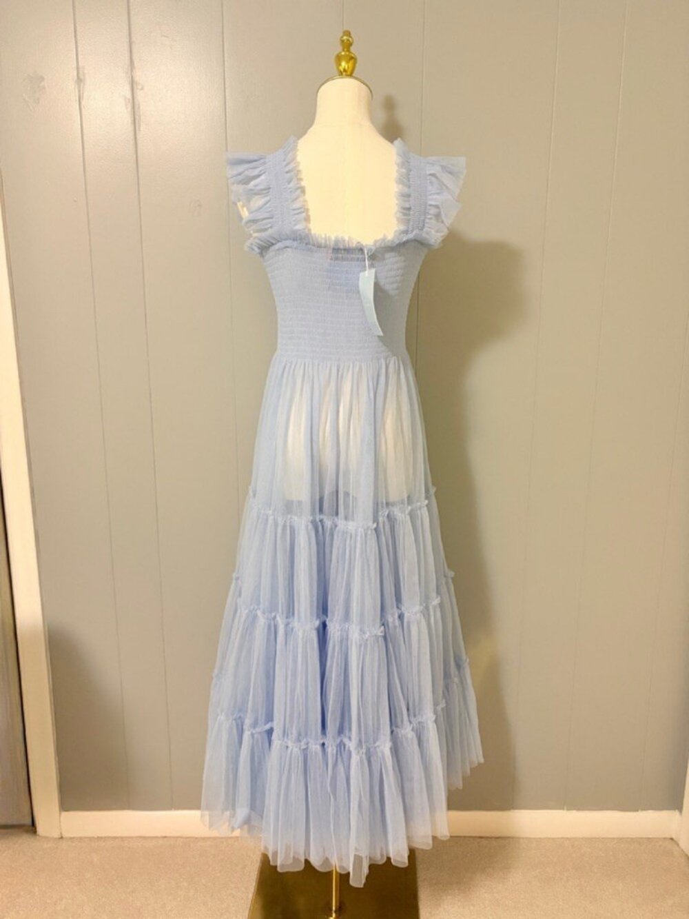 Hill House Collector's Edition Tulle Ellie Nap Dress Powder Blue Medium Sheer - Picture 11 of 15